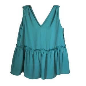 LOFT Teal V-Neck Sleeveless Blouse